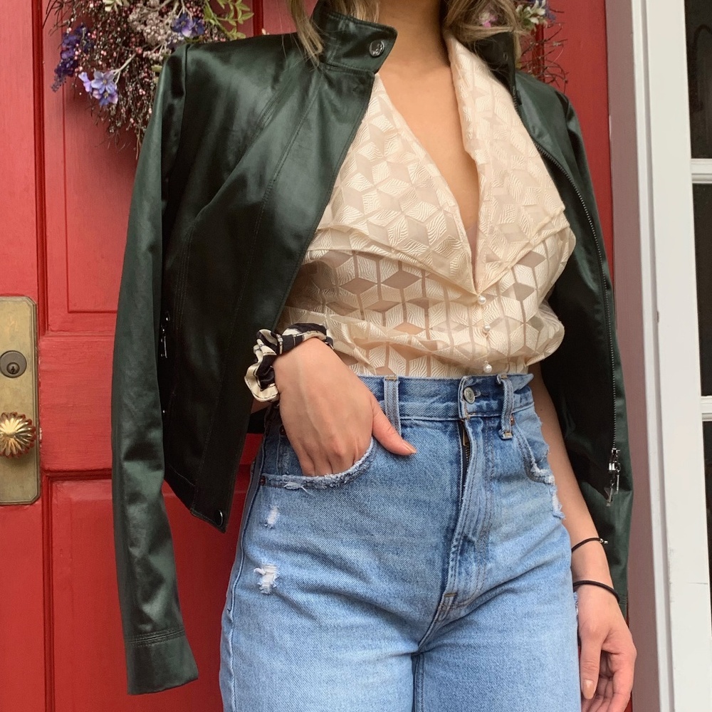 Emerald Forest Green Moto Jacket